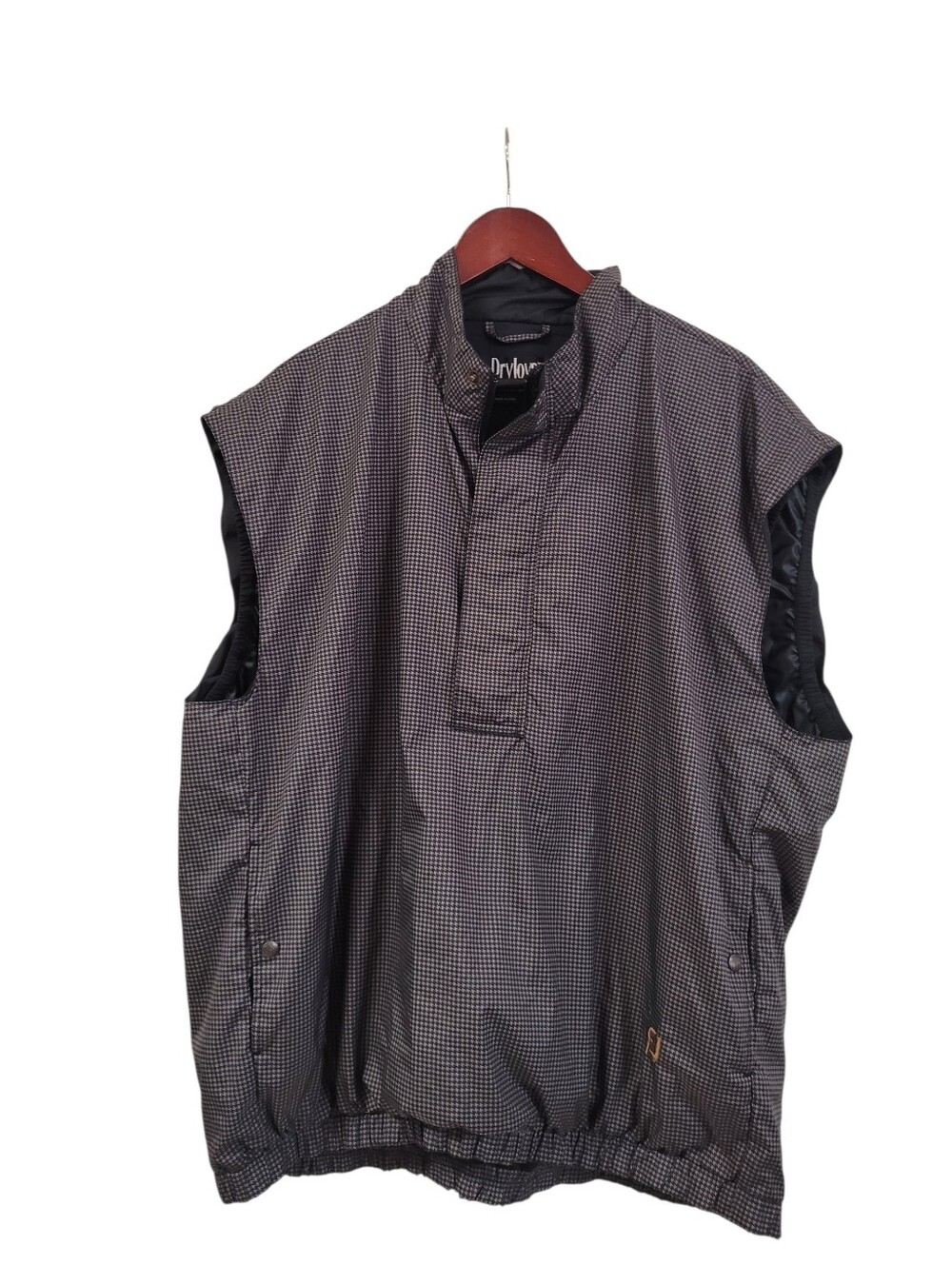 Footjoy Dryjoys Rain Golf Vest Men's XL Black Houndstooth Pullover Pockets